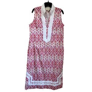Sail to Sable Sleeveless Shift Tunic Dress Pink White Resort Coastal Classic XL